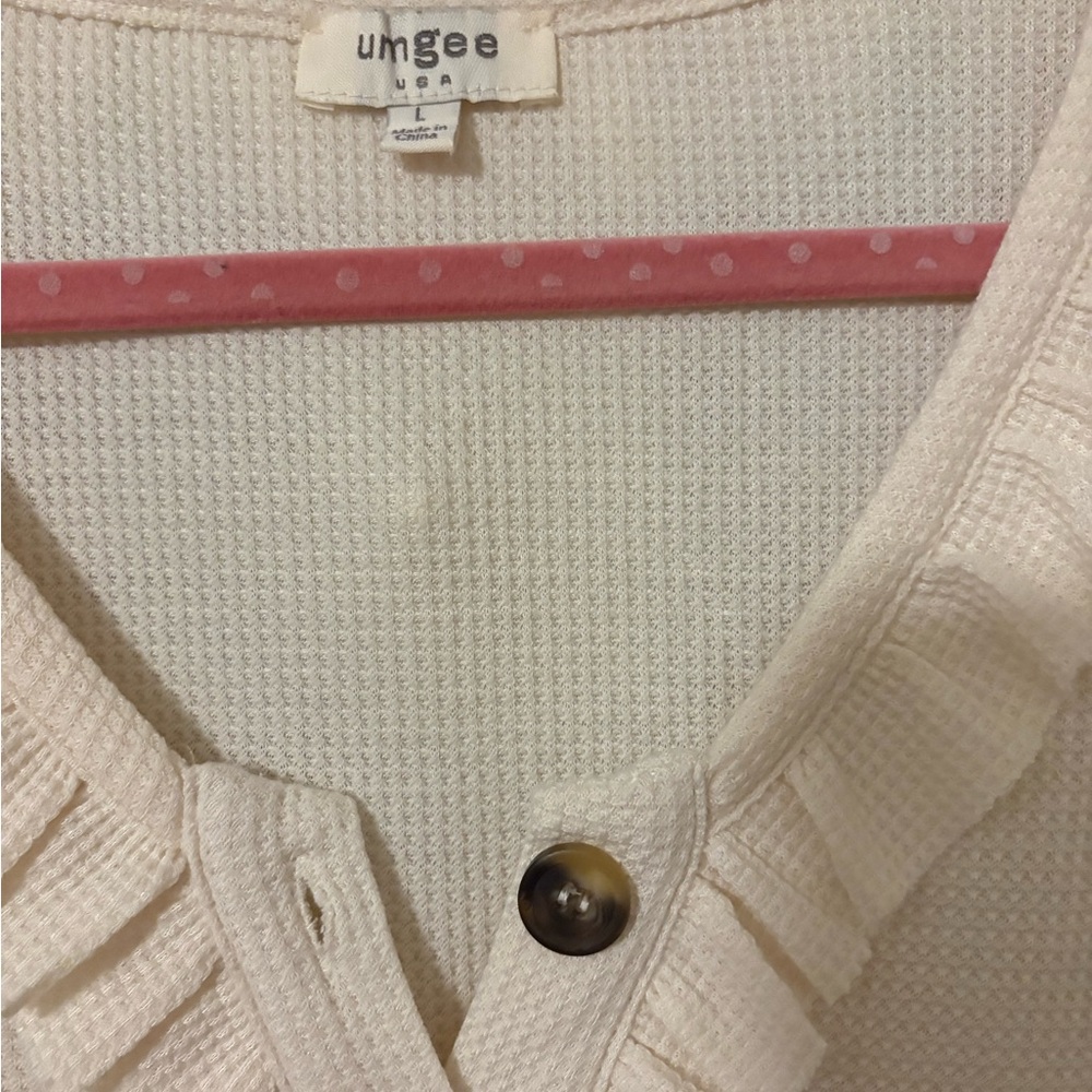 Umgee Cream Ruffle Button Tunic - Picture 2 of 2